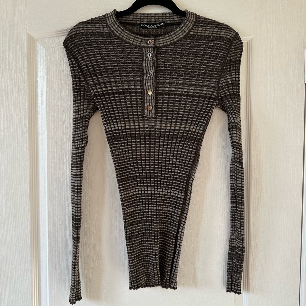 Dolce & Gabbana Tight Long Sleeve Top S/M Gray/Black